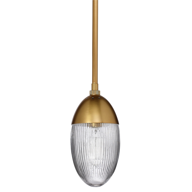 J&D Designs Co Whitworth Metal & Glass Small Pendant in Antique Brass