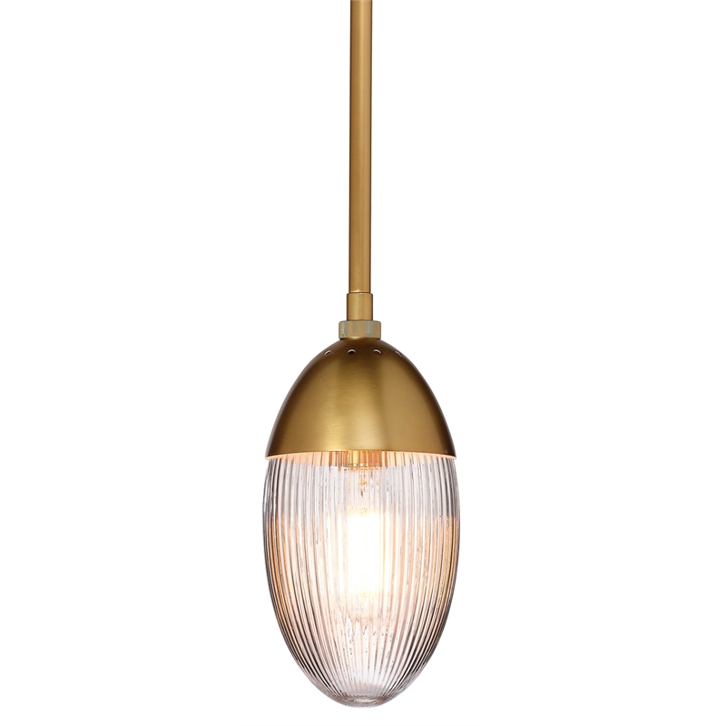 J&D Designs Co Whitworth Metal & Glass Small Pendant in Antique Brass