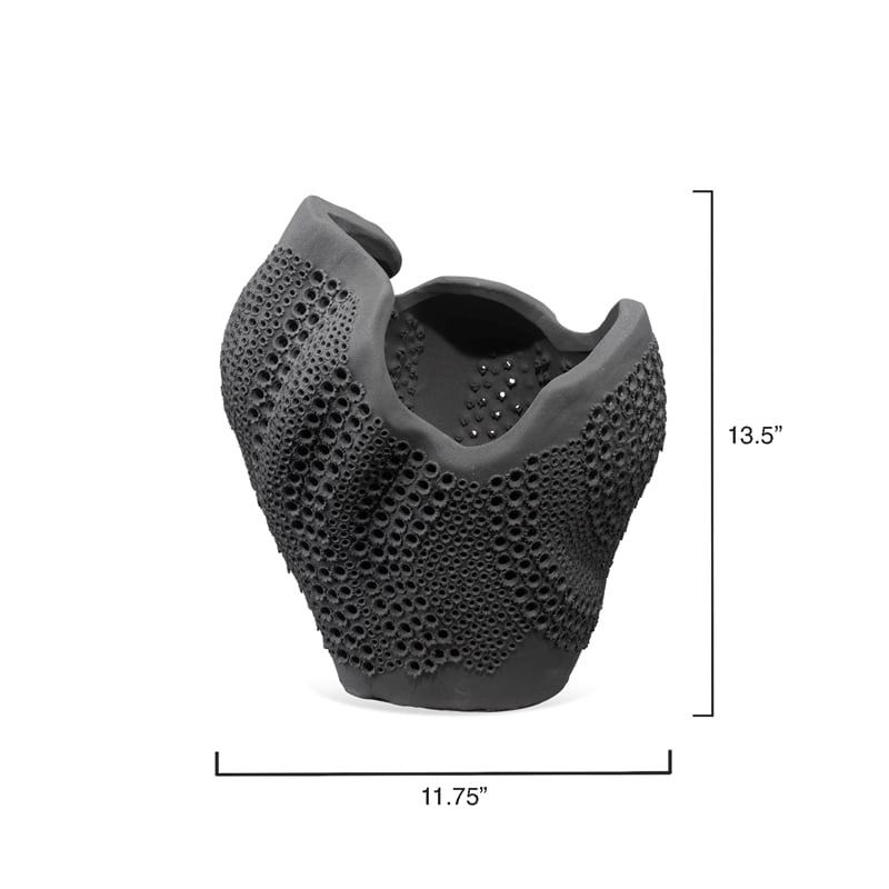 J&D Designs Co Eclipse Porcelain Vase In Black Ceramic