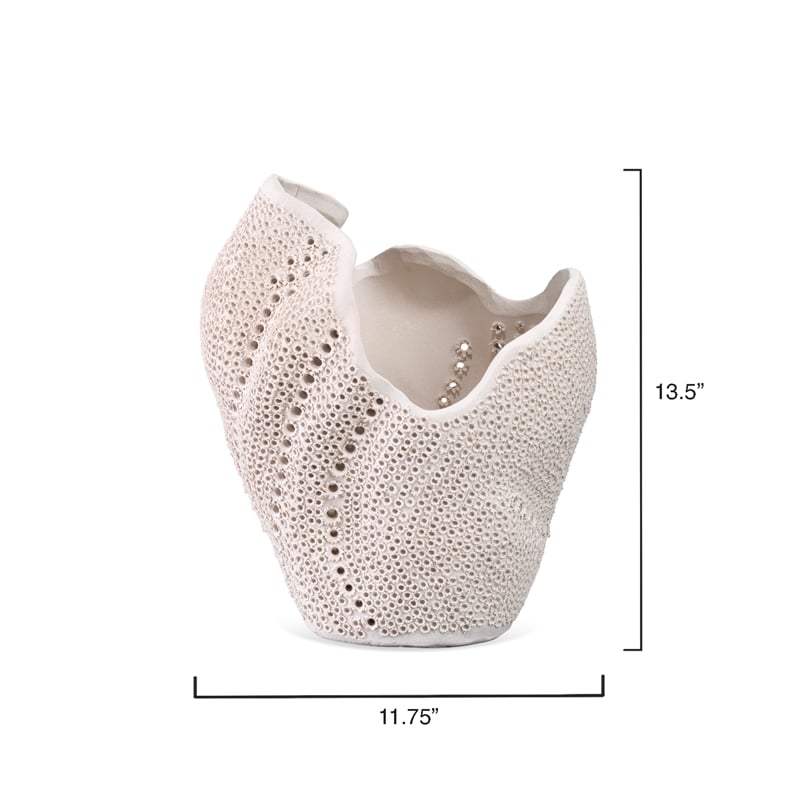 J&D Designs Co Eclipse Porcelain Vase In White Ceramic