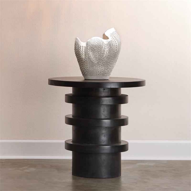 J&D Designs Co Eclipse Porcelain Vase In White Ceramic