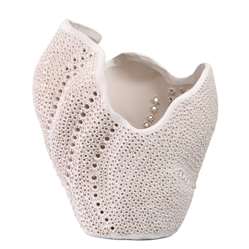 J&D Designs Co Eclipse Porcelain Vase In White Ceramic