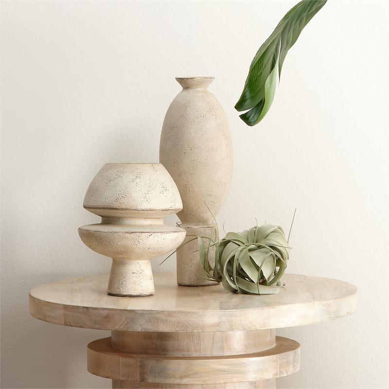 J&D Designs Co Foundation Decorative Ceramic Vase In Cream Ceramic