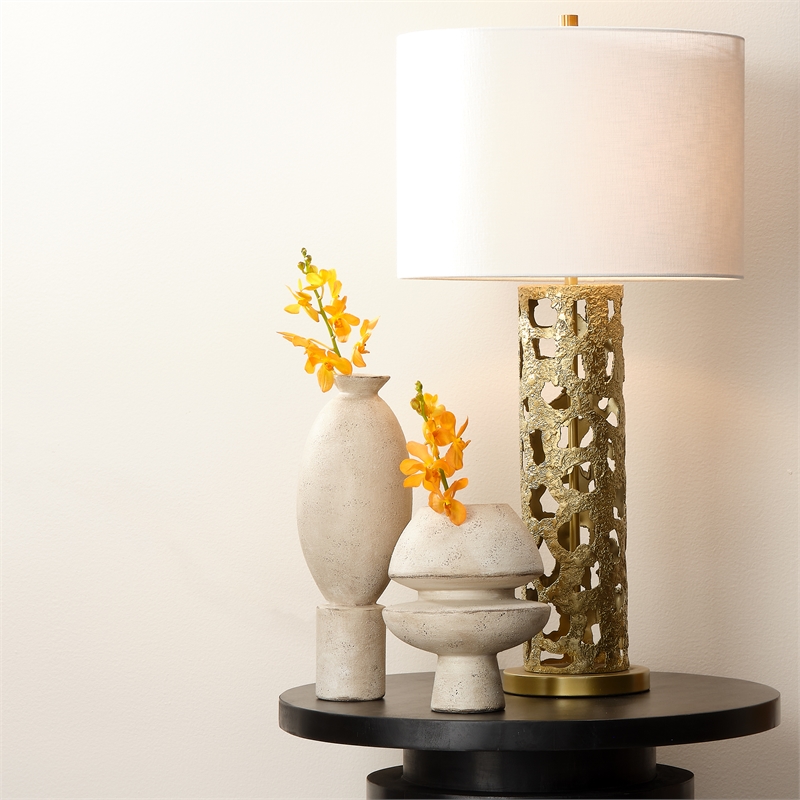 J&D Designs Co Foundation Decorative Ceramic Vase In Cream Ceramic