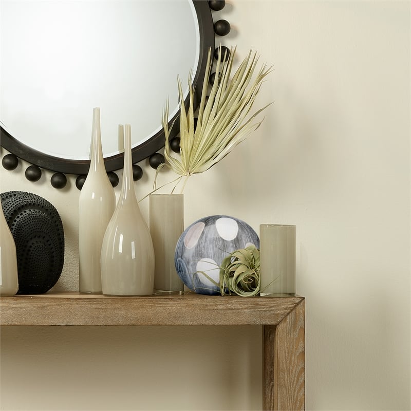 J&D Designs Co Transitional Ceramic Small Sphere in Cream/Black/Blue