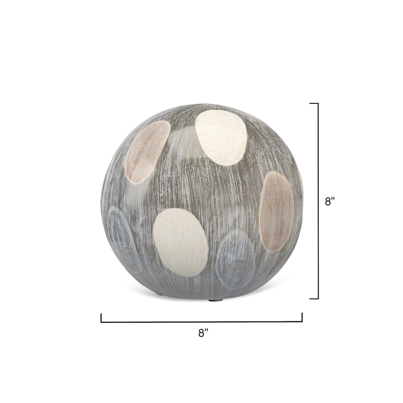 J&D Designs Co Transitional Ceramic Small Sphere in Cream/Black/Blue