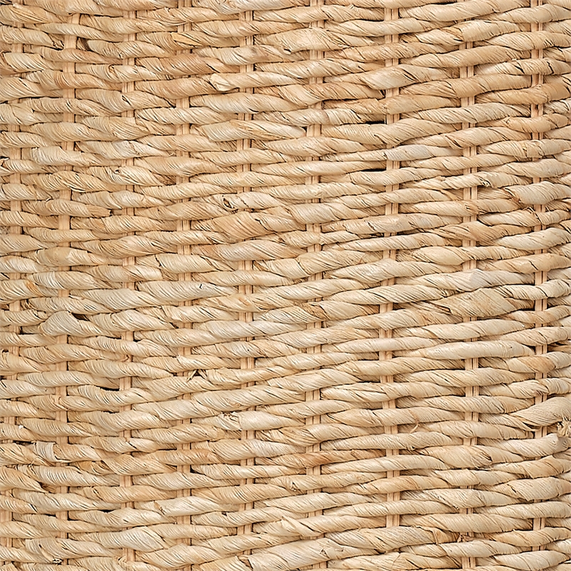 J&D Designs Big Island Woven Floor Lamp In Natural With Cornhusk Drum Shade