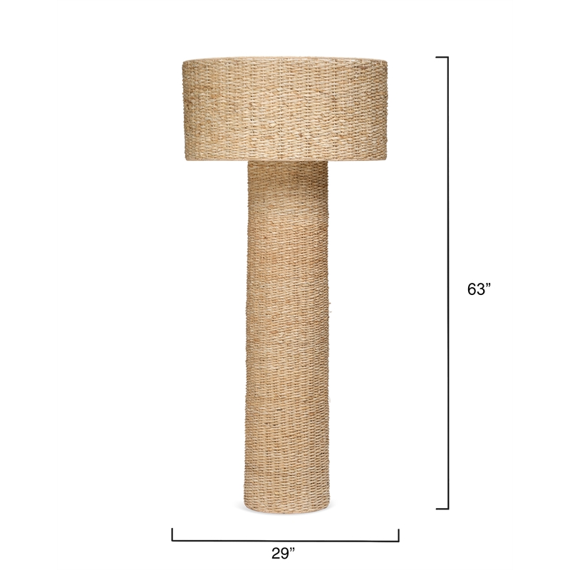 J&D Designs Big Island Woven Floor Lamp In Natural With Cornhusk Drum Shade