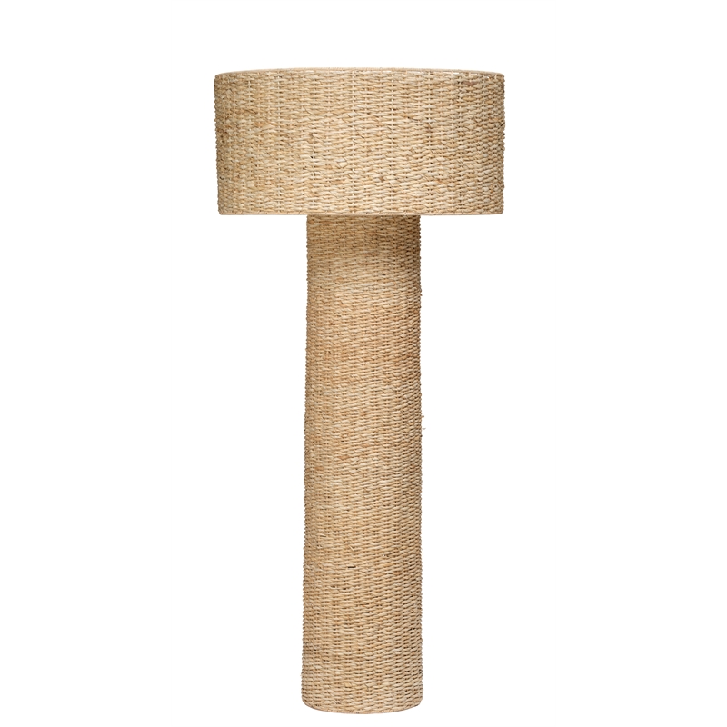 J&D Designs Big Island Woven Floor Lamp In Natural With Cornhusk Drum Shade