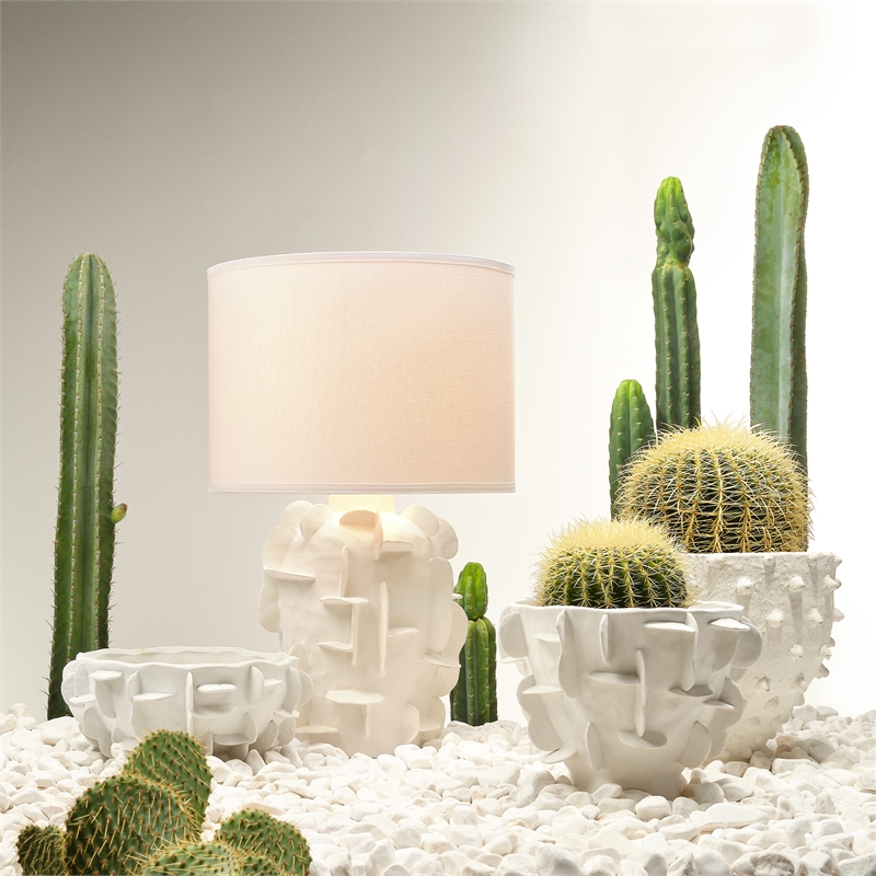 J&D Designs Co Helios Ceramic Table Lamp in White