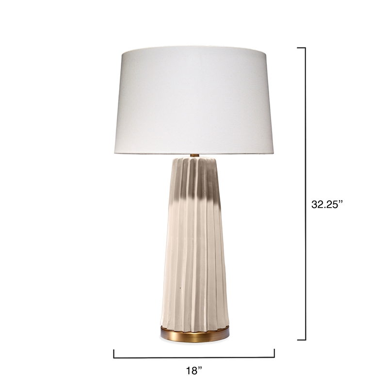 J&D Designs Co Pleated Ceramic Table Lamp in Cream