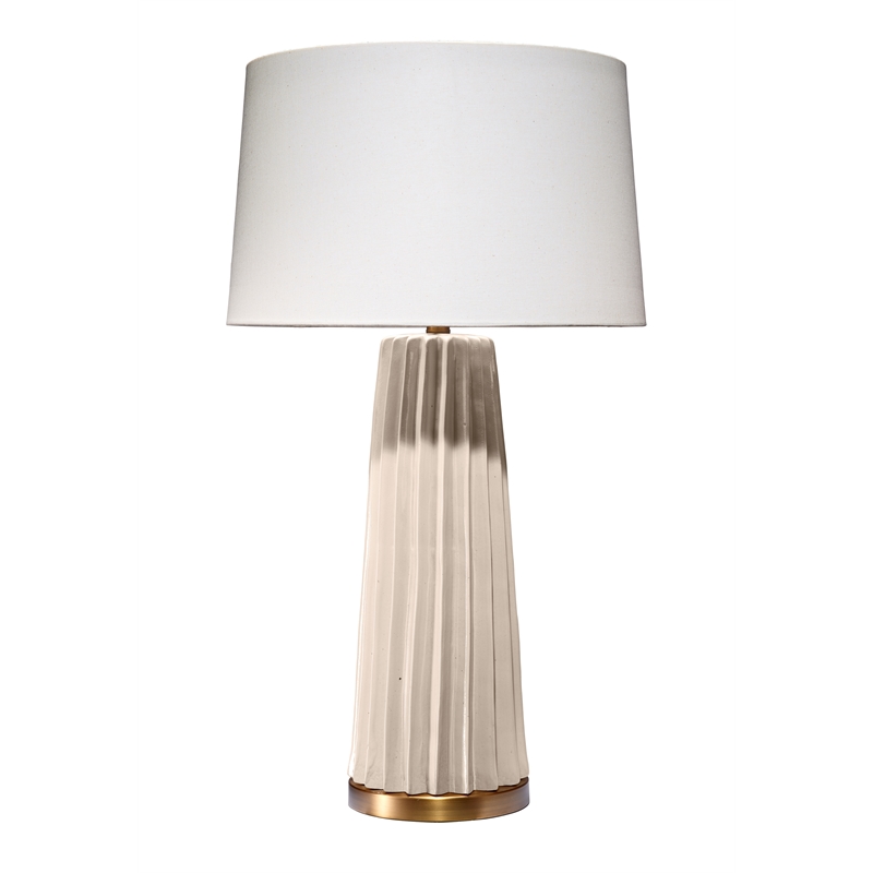 J&D Designs Co Pleated Ceramic Table Lamp in Cream