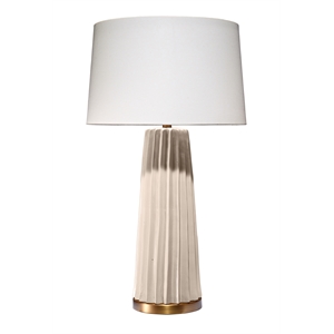J&D Designs Co Pleated Ceramic Table Lamp in Cream