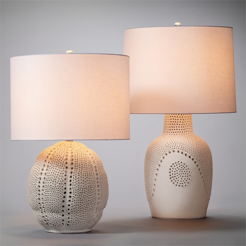 J&D Designs Co Lunar Polyresin Table Lamp in White