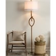 J&D Designs Knot Rope Floor Lamp in Natural Finish w/ Drum Shade in White Linen