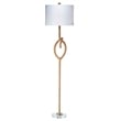 J&D Designs Knot Rope Floor Lamp in Natural Finish w/ Drum Shade in White Linen