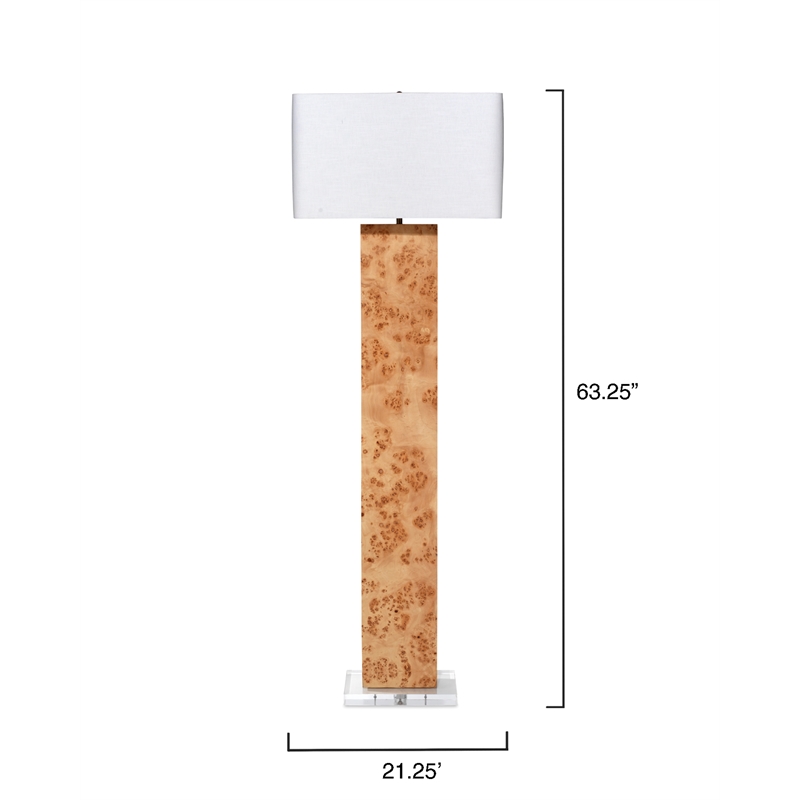 J&D Designs Co Parallel Burl Wood Floor Lamp in Cream