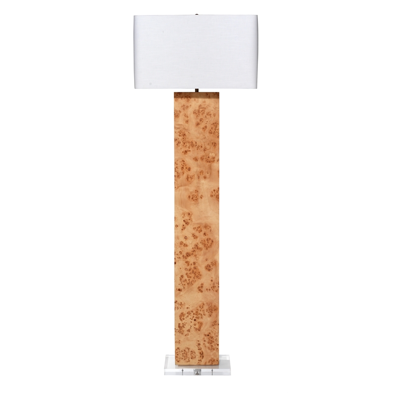J&D Designs Co Parallel Burl Wood Floor Lamp in Cream