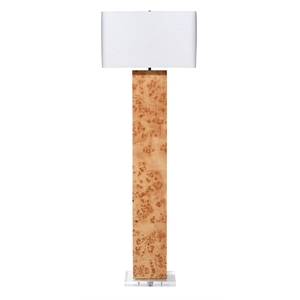 J&D Designs Co Parallel Burl Wood Floor Lamp in Cream