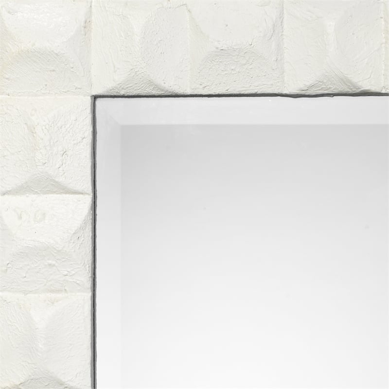 J&D Designs Co Astor Plaster Mirror in White w/ Three Dimensional Chiseled Frame