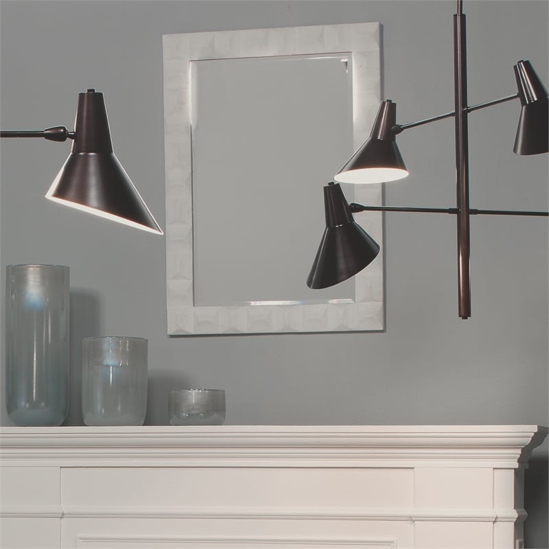 J&D Designs Co Astor Plaster Mirror in White w/ Three Dimensional Chiseled Frame