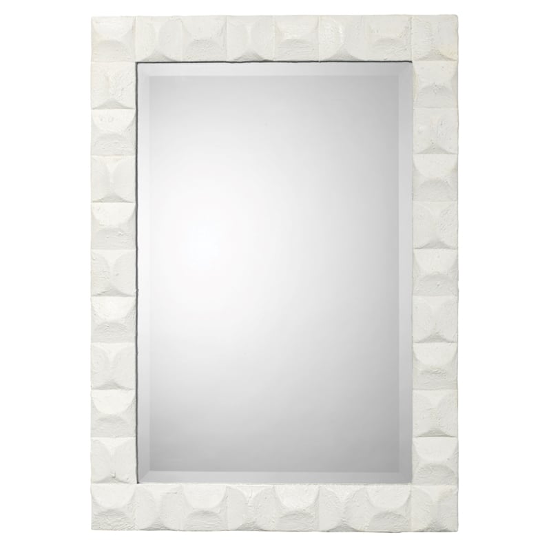 J&D Designs Co Astor Plaster Mirror in White w/ Three Dimensional Chiseled Frame