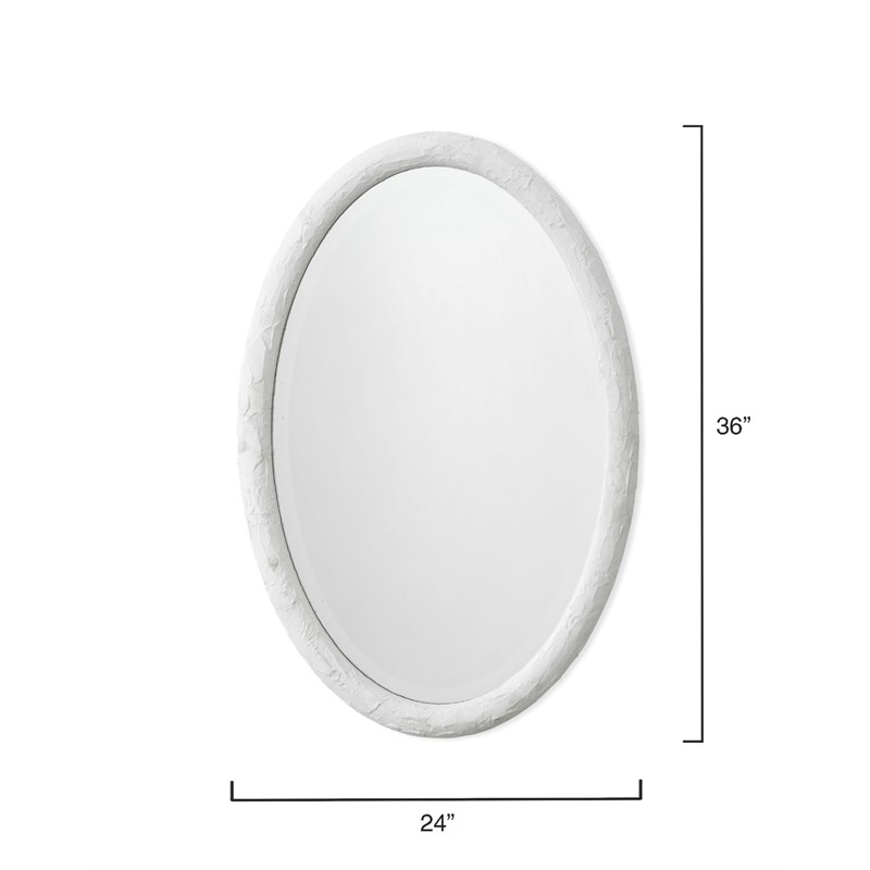 J&D Designs Co Ovation Oval Mirror in White Resin