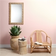 J&D Designs Co Relief Wood Carved Rectangle Mirror in Natural
