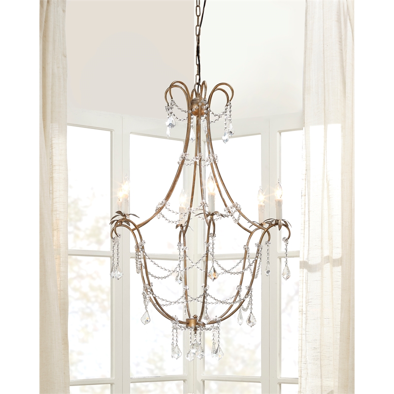 J&D Designs Co Scarlett Crystal Chandelier in Beige