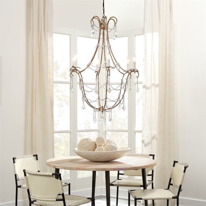 J&D Designs Co Scarlett Crystal Chandelier in Beige