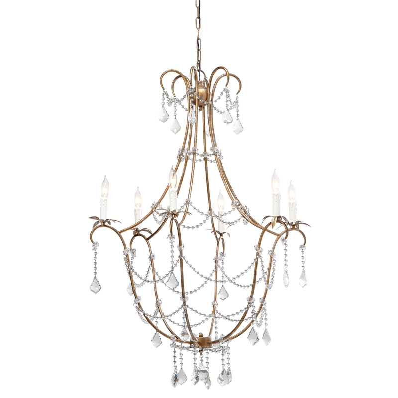 J&D Designs Co Scarlett Crystal Chandelier in Beige