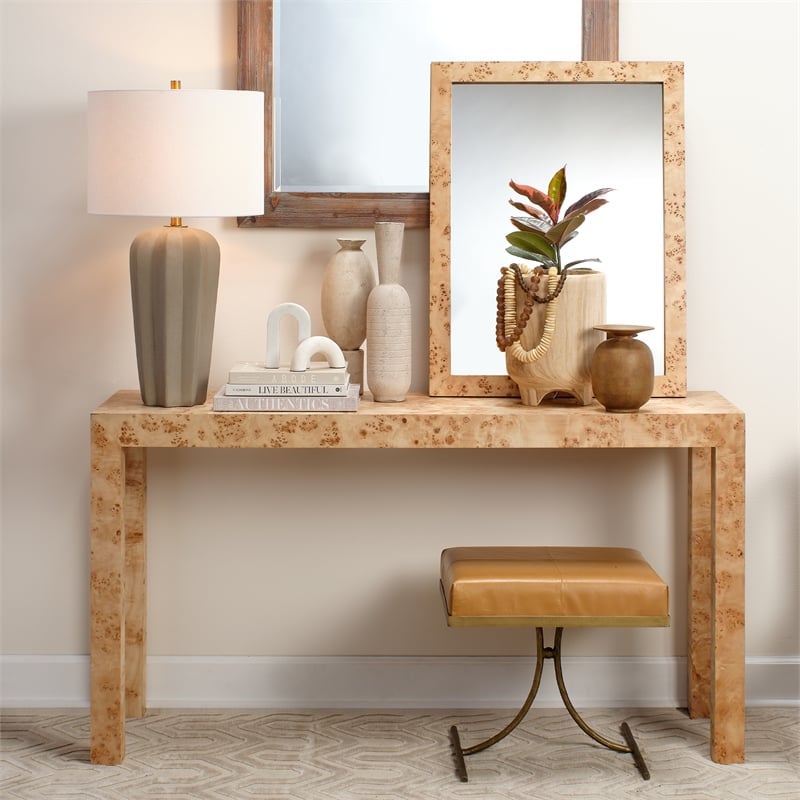 J&D Designs Co Chandler Rectangle Wood Mirror in Natural