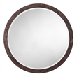 J&D Designs Co Chandler Round Mirror in Charcoal Wood Finish