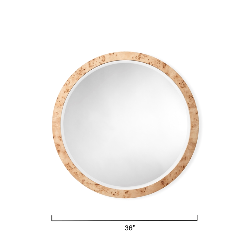 J&D Designs Co Chandler Round Mirror in Natural Burl Wood