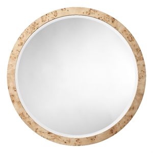 J&D Designs Co Chandler Round Mirror in Natural Burl Wood