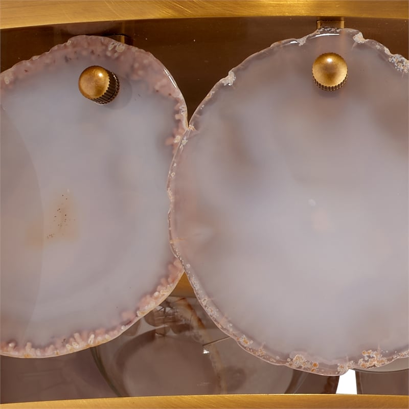 J&D Designs Upsala Agatge Flush Mount Ceiling Light in Small w/ Antique Brass Metal Finish
