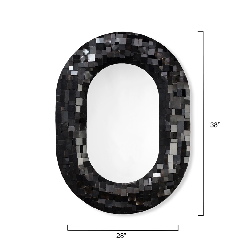 J&D Designs Co Enigma Iron Oval Mirror  in Black