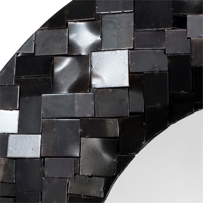 J&D Designs Co Enigma Iron Oval Mirror  in Black