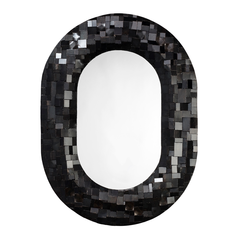 J&D Designs Co Enigma Iron Oval Mirror  in Black
