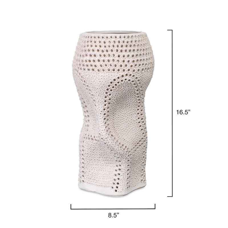J&D Designs Co Night Sky Decorative Vase in Matte White Porcelain