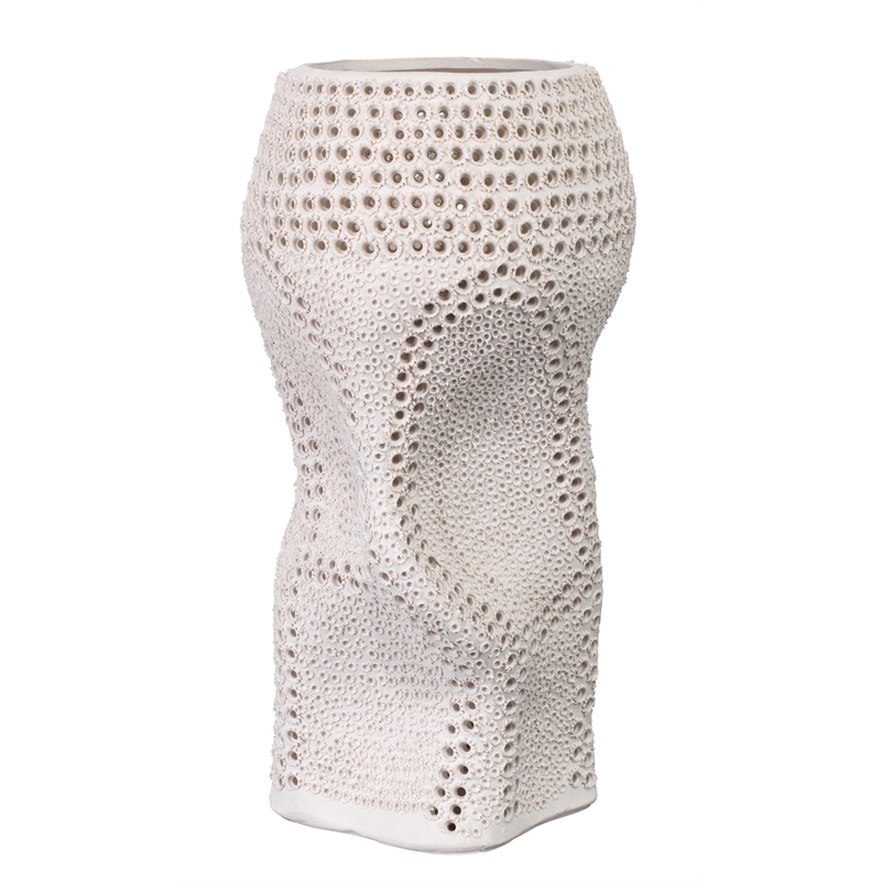 J&D Designs Co Night Sky Decorative Vase in Matte White Porcelain