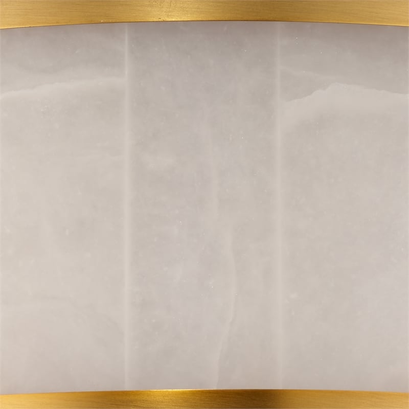 J&D Designs Small Upsala Flush Mount Ceiling Light in White Alabaster in Brass Metal