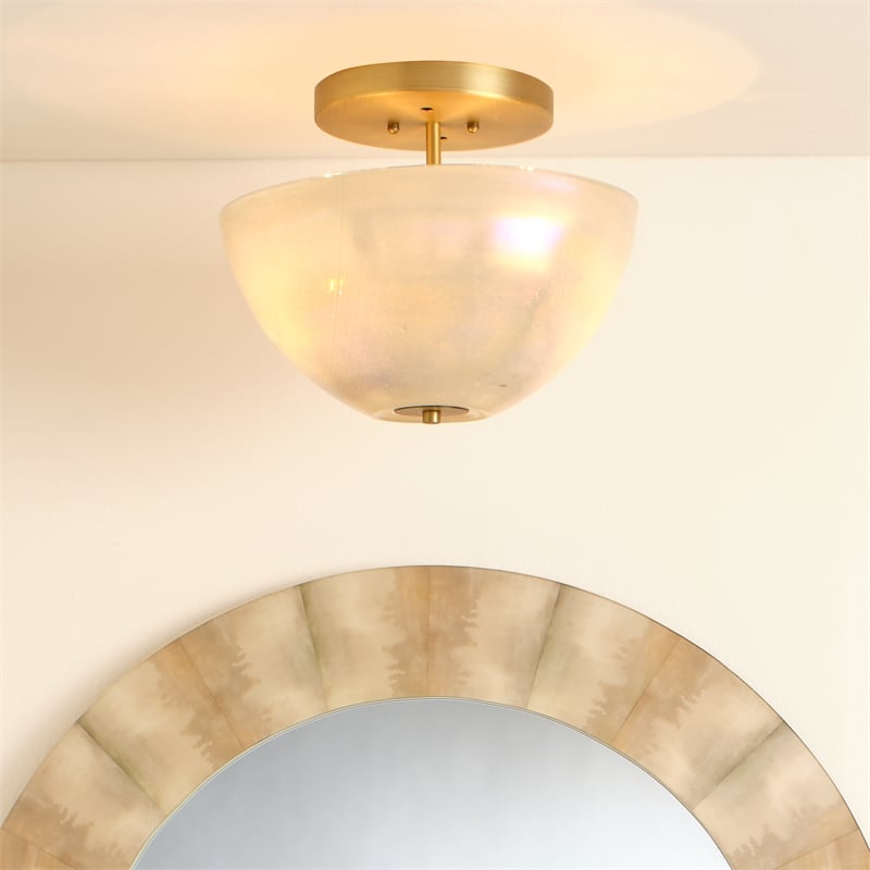 J&D Designs Co Vapor Glass Bowl Semi-Flush Mount in Gray