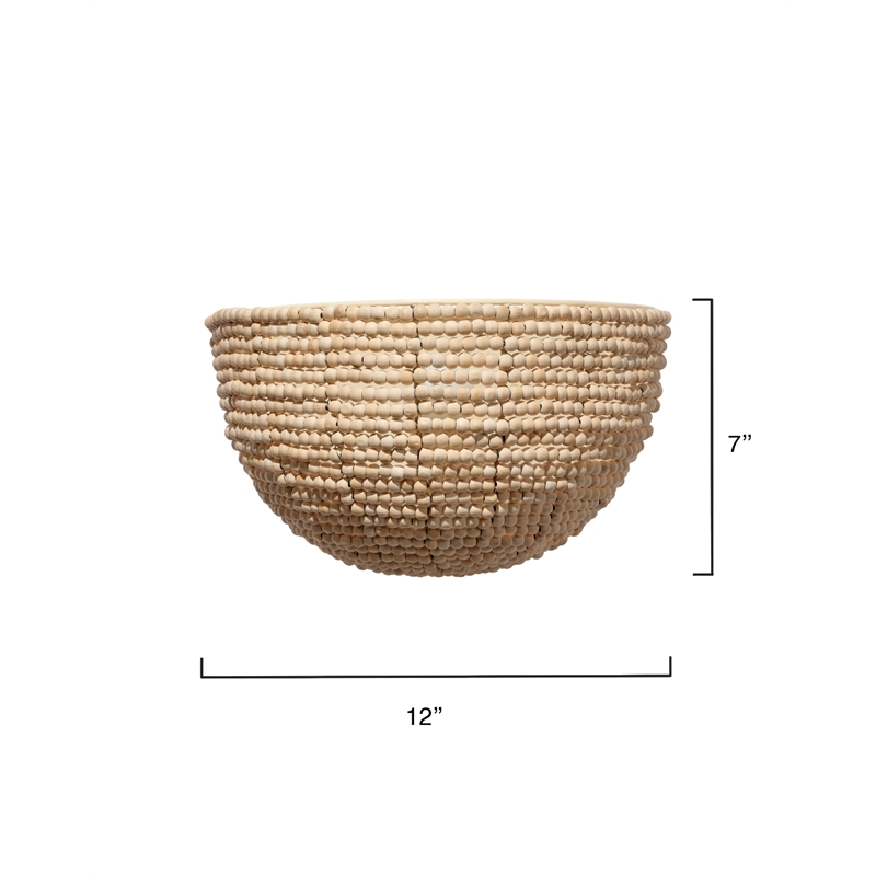 J&D Designs Co Barnacle Beaded Demi Lune Sconce in Natural Wood Finish