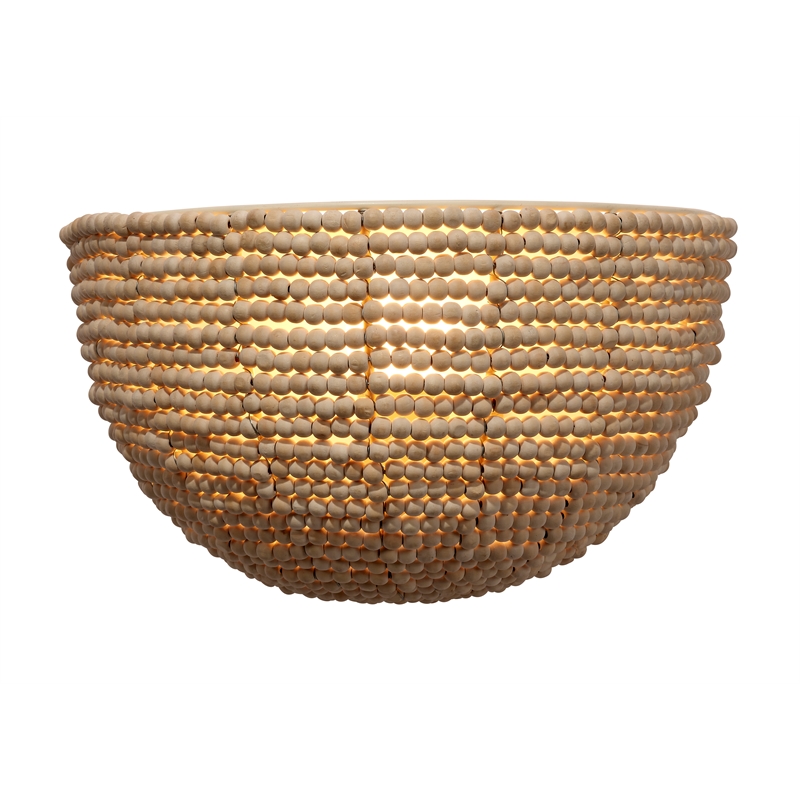 J&D Designs Co Barnacle Beaded Demi Lune Sconce in Natural Wood Finish