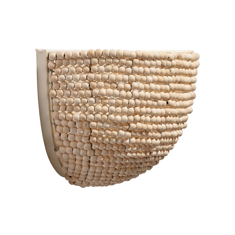 J&D Designs Co Barnacle Beaded Demi Lune Sconce in Natural Wood Finish