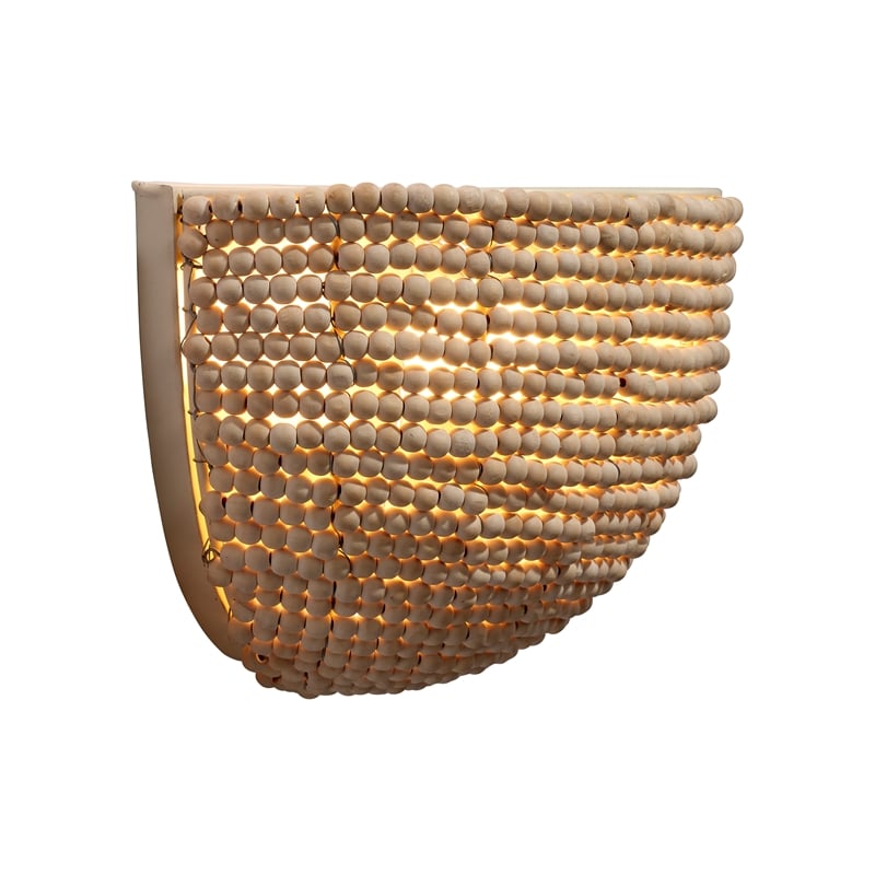 J&D Designs Co Barnacle Beaded Demi Lune Sconce in Natural Wood Finish