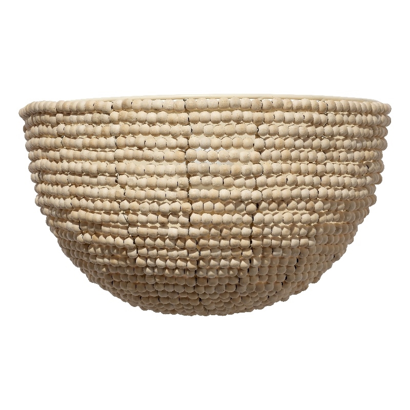 J&D Designs Co Barnacle Beaded Demi Lune Sconce in Natural Wood Finish