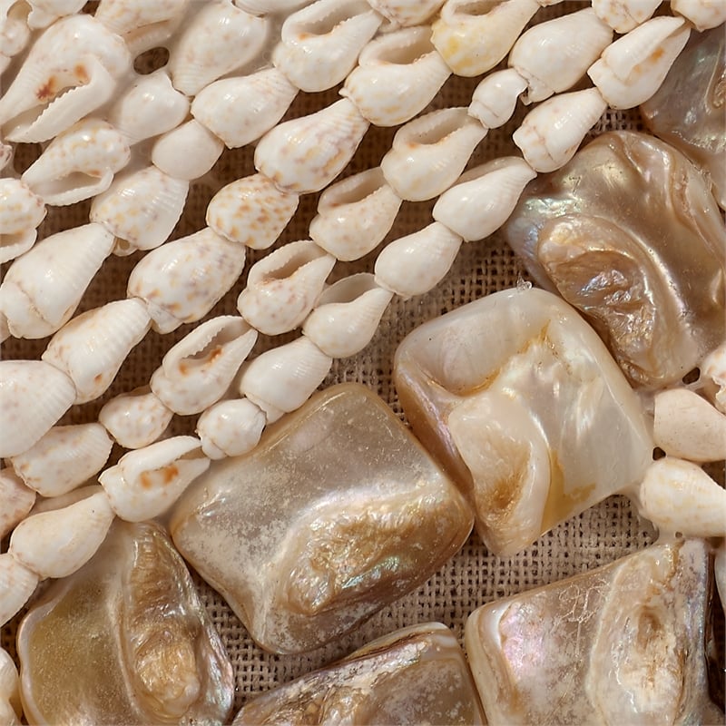 J&D Designs Co Big Wave Shell Wall Art in Off White Multi-Tone Shells