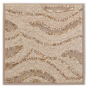 J&D Designs Co Big Wave Shell Wall Art in Off White Multi-Tone Shells